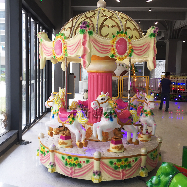 新款儿童旋转木马6座小转马室内外电动遥控旋转儿童娱乐游乐设备
