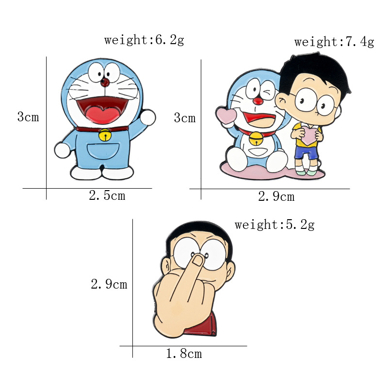 厂家直销 哆啦a梦胸针卡通可爱机器猫 野比大雄 康夫滴油胸针徽章