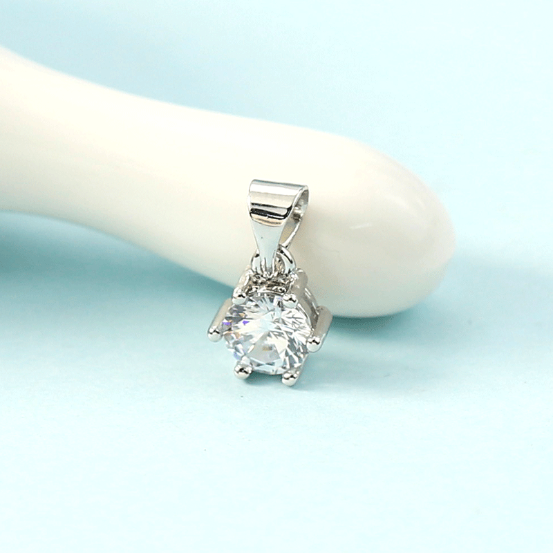 单钻水晶锁骨项链女 六爪钻石韩国时尚镶锆石吊坠简约