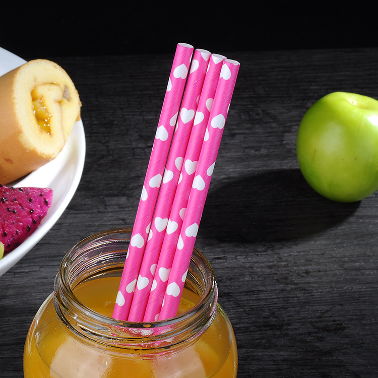 pla吸管 安倩创意艺术可降解牛皮纸吸管 一次性爱心奶茶冷饮吸管