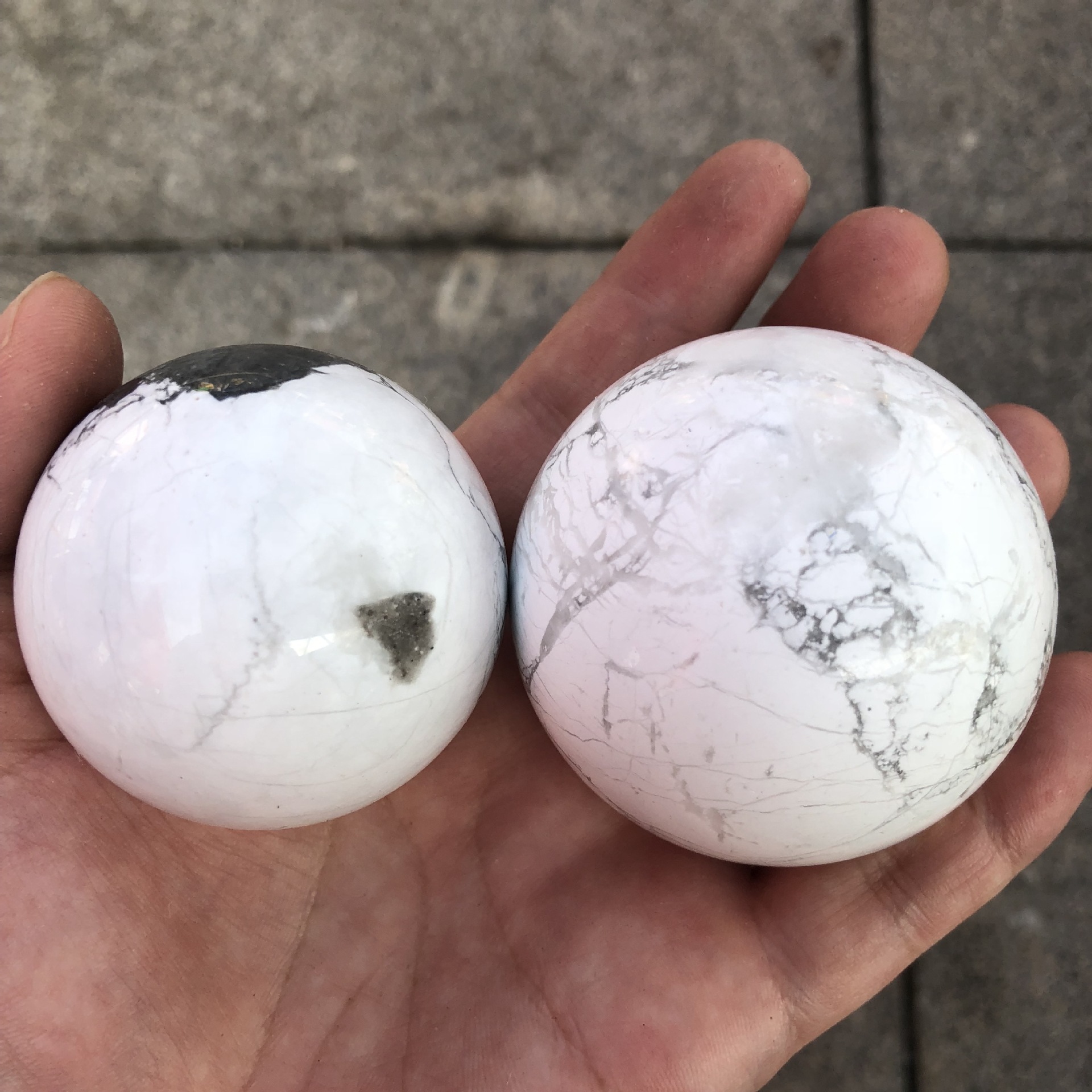 天然白松石球摆件 松石原石打磨 风水七星阵家居摆件5-10厘米批发