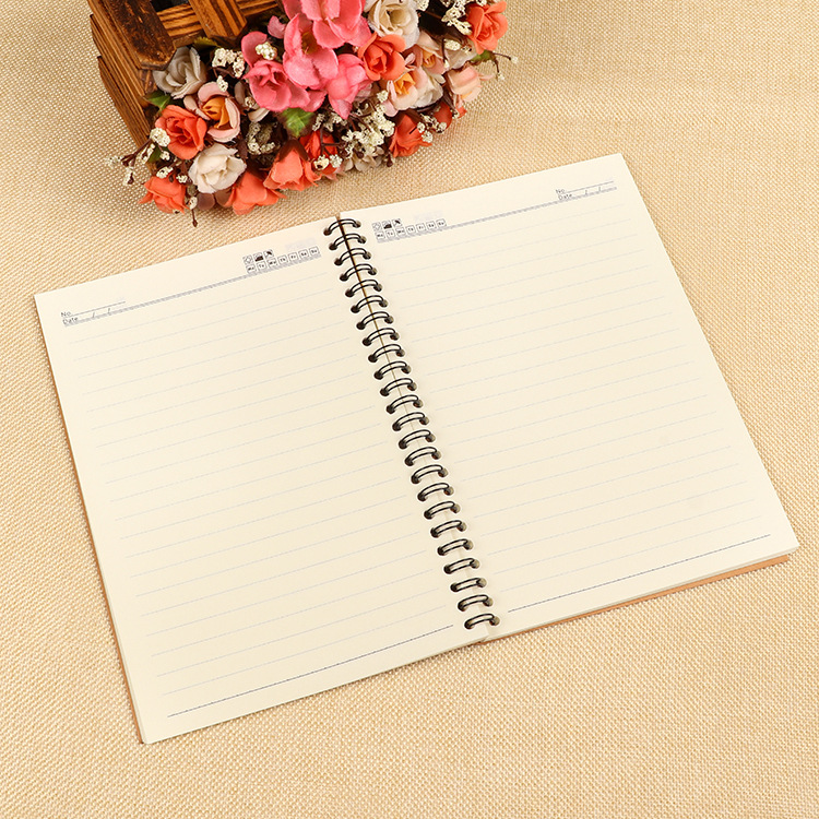 a5牛皮面笔记本 简约牛皮纸螺旋线圈笔记本 格林纸记事本定制