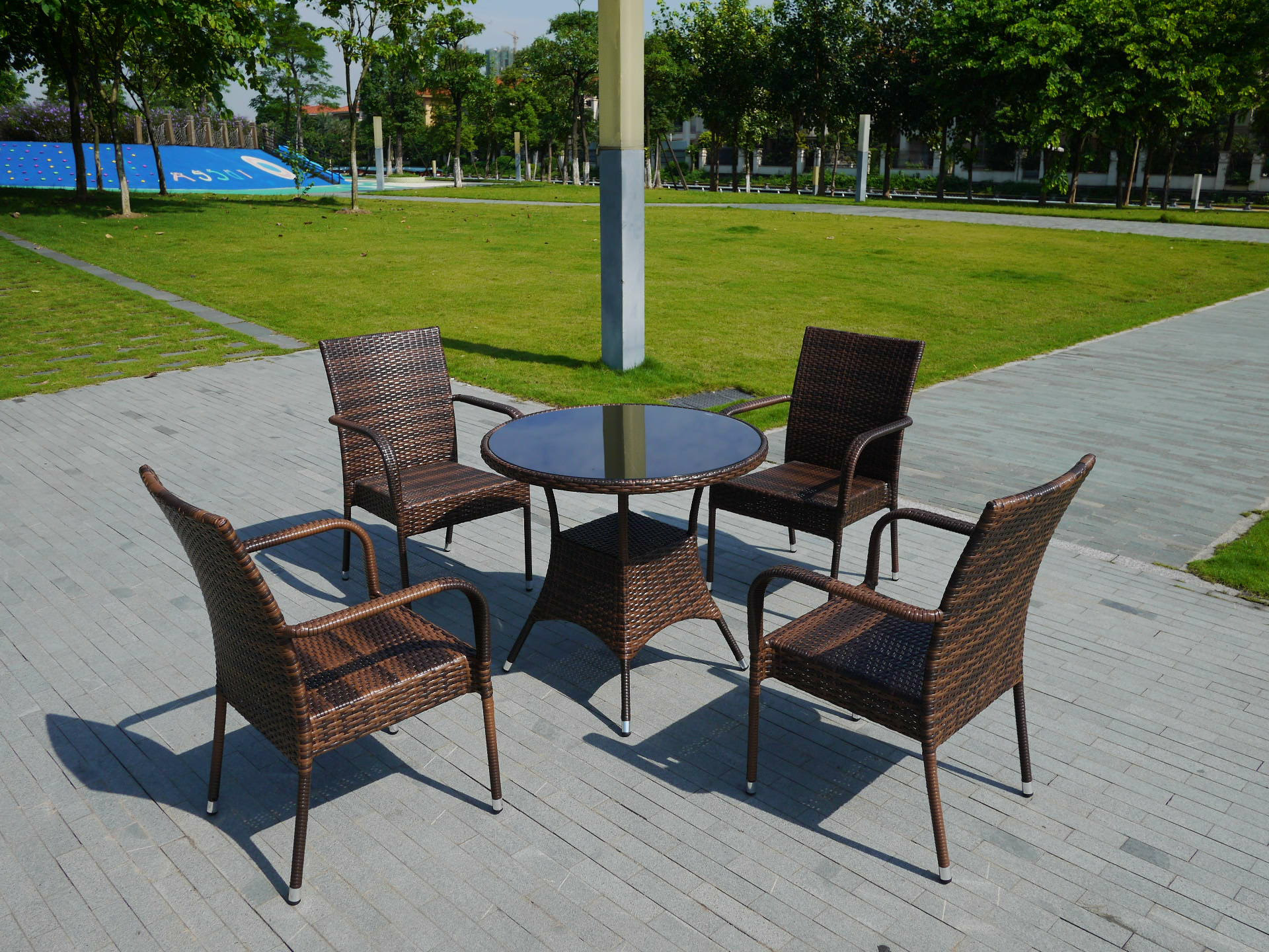 藤编桌椅-佛山仿藤户外藤椅茶几5件套 庭院阳台入户花园 藤编桌椅 户