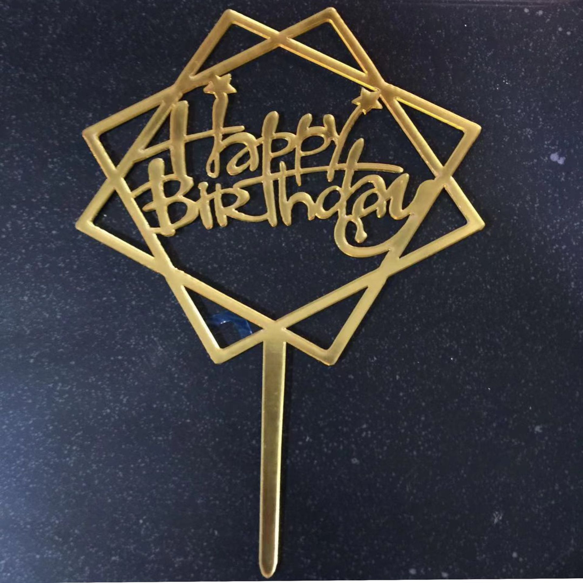 亚克力生日蛋糕插牌蛋糕装饰插件双镜面插卡烘培插旗厂家直销