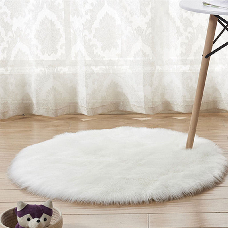 Imitation Australian Wool Carpet Plush Round Square Leather Carpet Floor Mat Cushion Living Room Bedroom Window Cushion