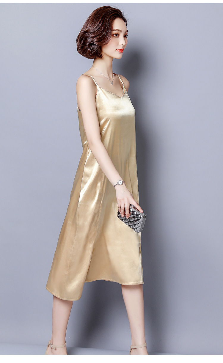 实拍真丝连衣裙中长款春夏桑蚕丝吊带裙大码修身内搭打底裙