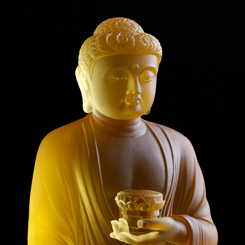 琉璃阿弥陀佛佛像佛堂佛教寺庙供奉站立站像佛像摆件