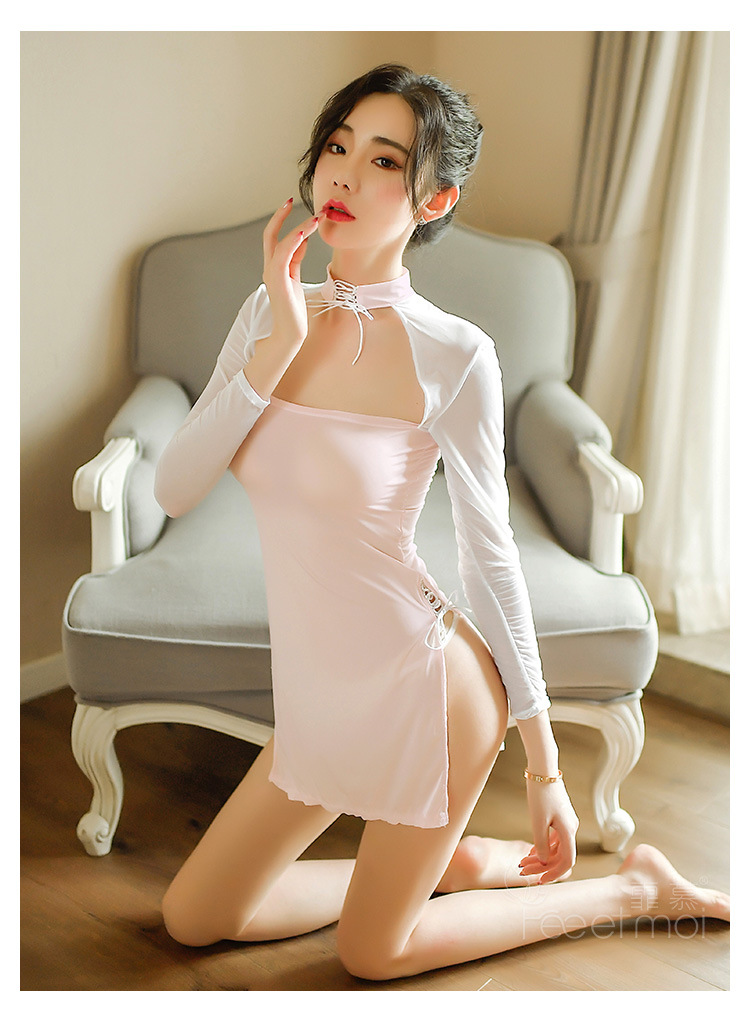 霏慕性感情趣内衣开衩透视裙装制服诱惑激情古典旗袍套装女骚7990