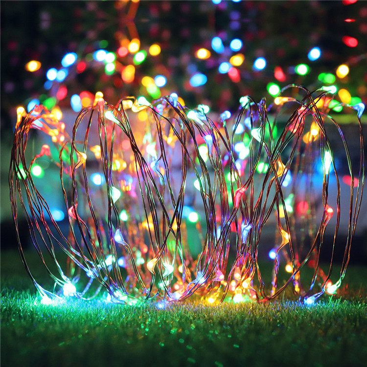 厂家直销120led太阳能铜线灯串户外防水花园庭院圣诞节日装饰彩灯