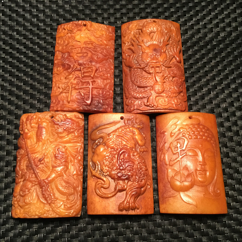 天然骆驼骨做旧牌子 驼骨雕刻关公 龙 舍得 貔貅 diy骨牌佛珠配饰