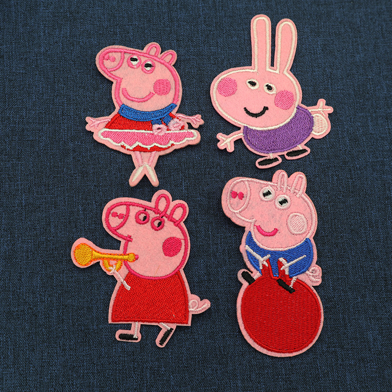 卡通小猪动物刺绣布贴卡通电脑绣花加工定制贴布绣刺绣帖 绣花标