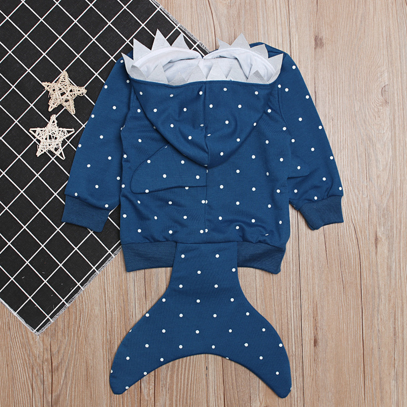 儿童欧美春秋季款男童动物长袖鲨鱼连帽可爱小尾巴外套童装 ins