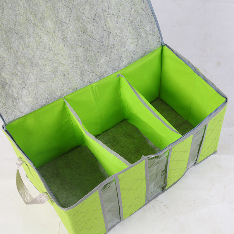 带视窗多彩竹炭衣物整理袋 有盖竹炭收纳箱 3格竹炭收纳储物箱65l