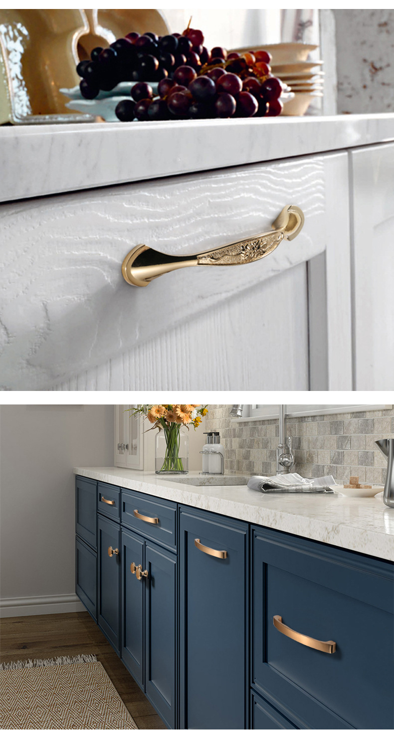 易嘉金色陶瓷北欧现代橱柜门拉手欧式简约拉手家用柜门五金配件