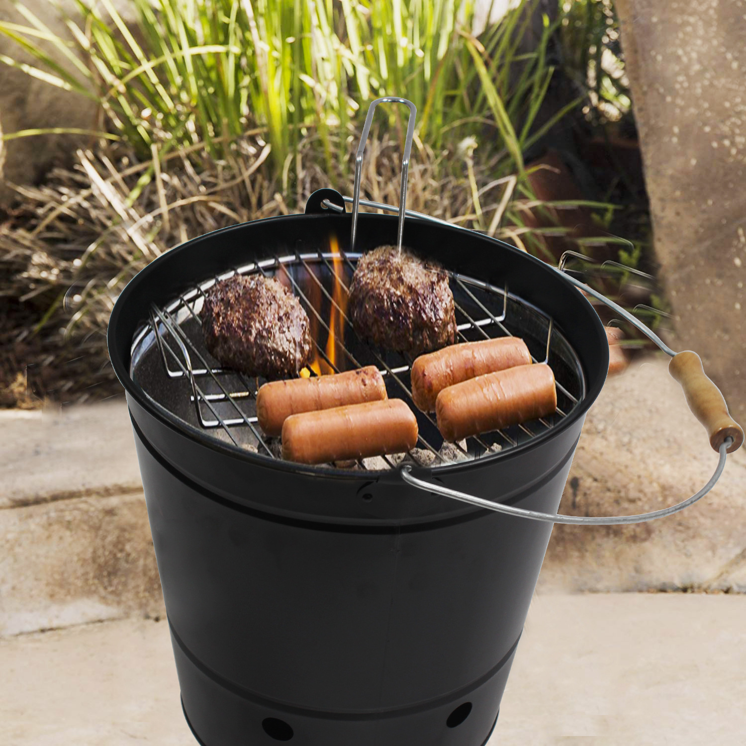 厂家直销烧烤炉 bbq grill 定制款圆形迷你便携烧烤架户外烤炉桶