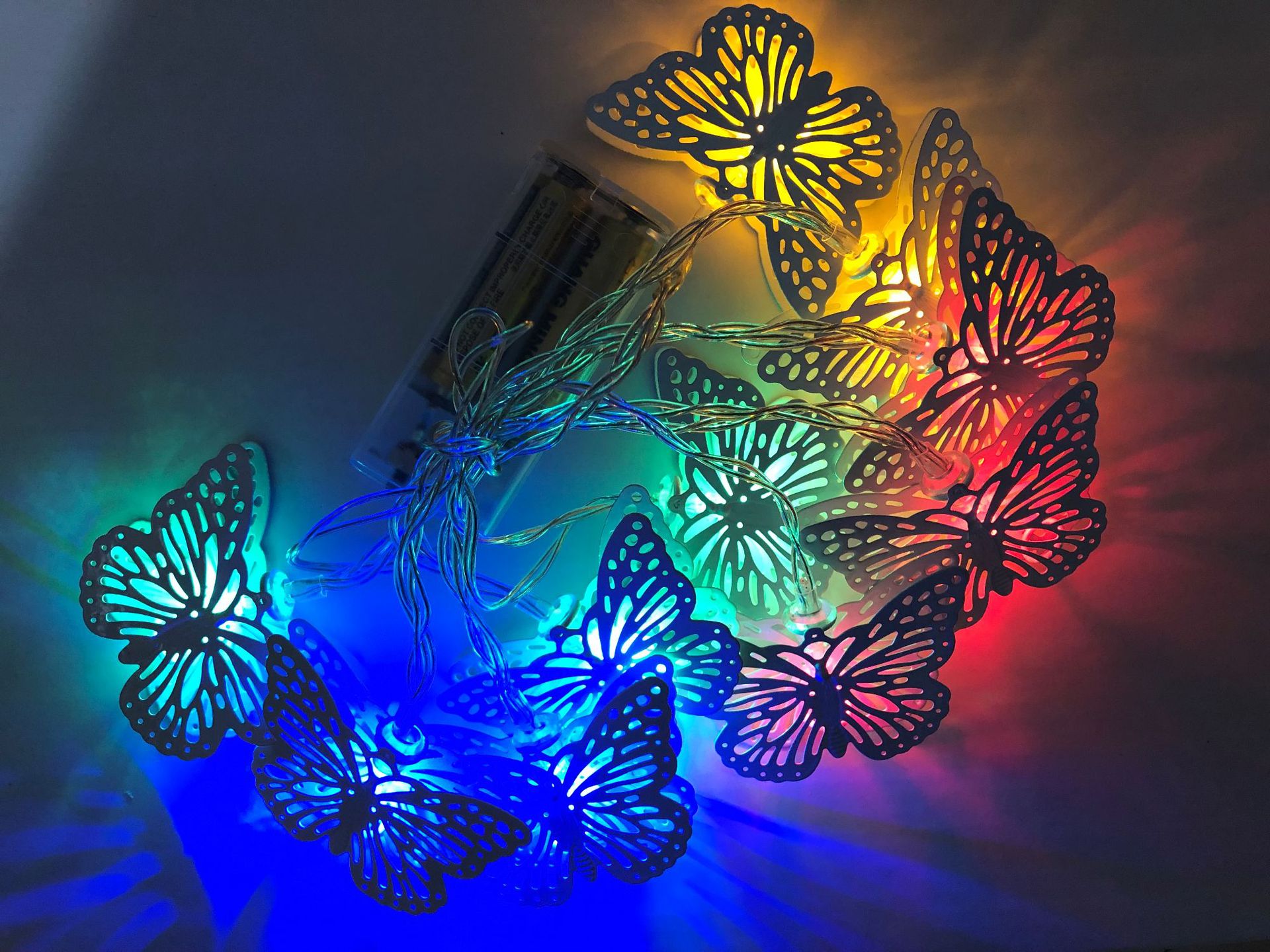 跨境led电池盒白色蝴蝶灯串圣诞派对节日橱窗装饰彩灯挂件