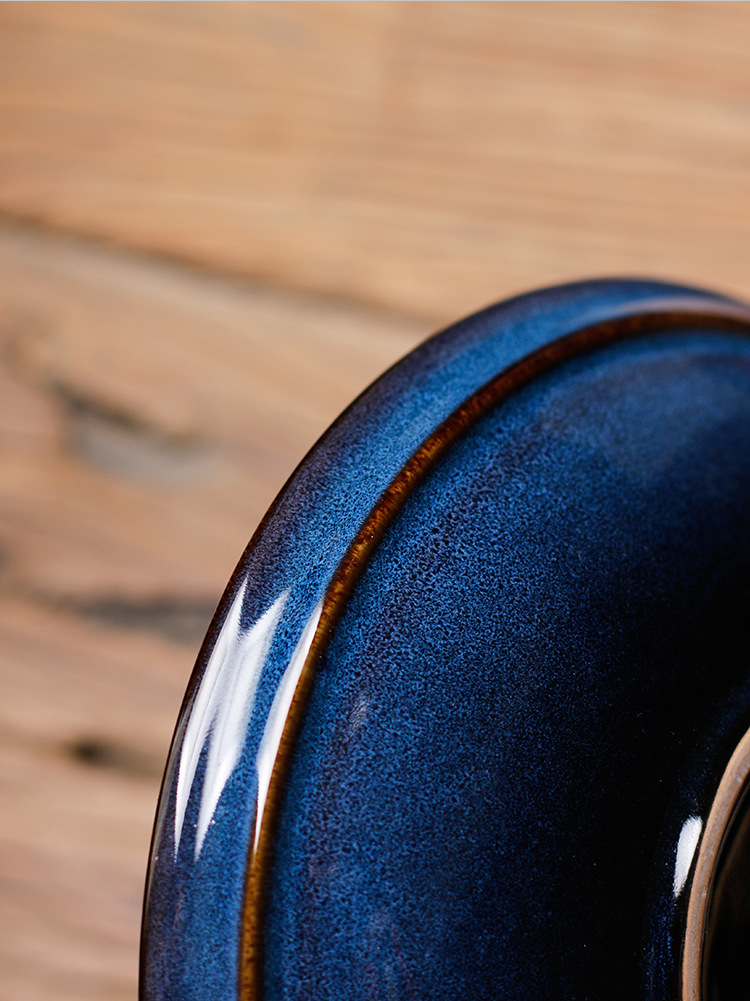 天目釉窑变壶承陶瓷家用蓝色兔毫功夫茶具茶道配件 建盏