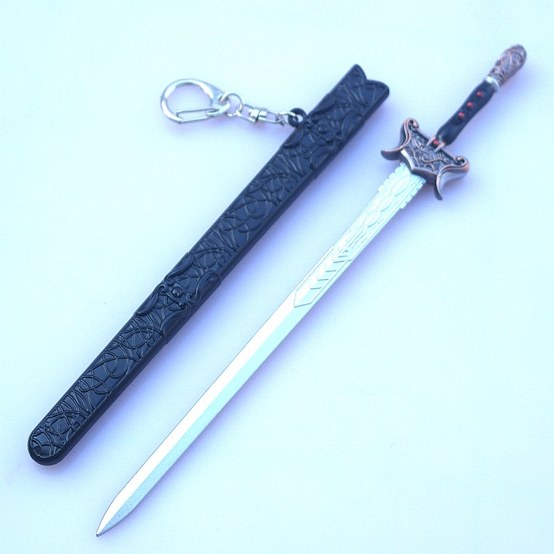 仙剑奇侠传武器神魔之剑景天魔剑合金兵器带剑鞘钥匙扣模型