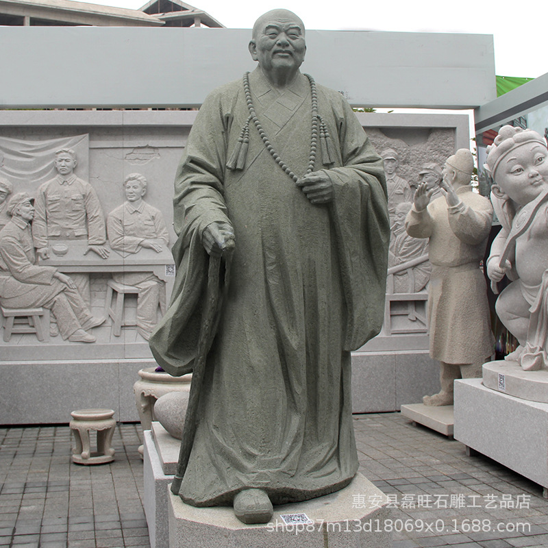 石雕青石法师雕塑 石头石材雕像寺庙景区园林和尚师傅人物摆件