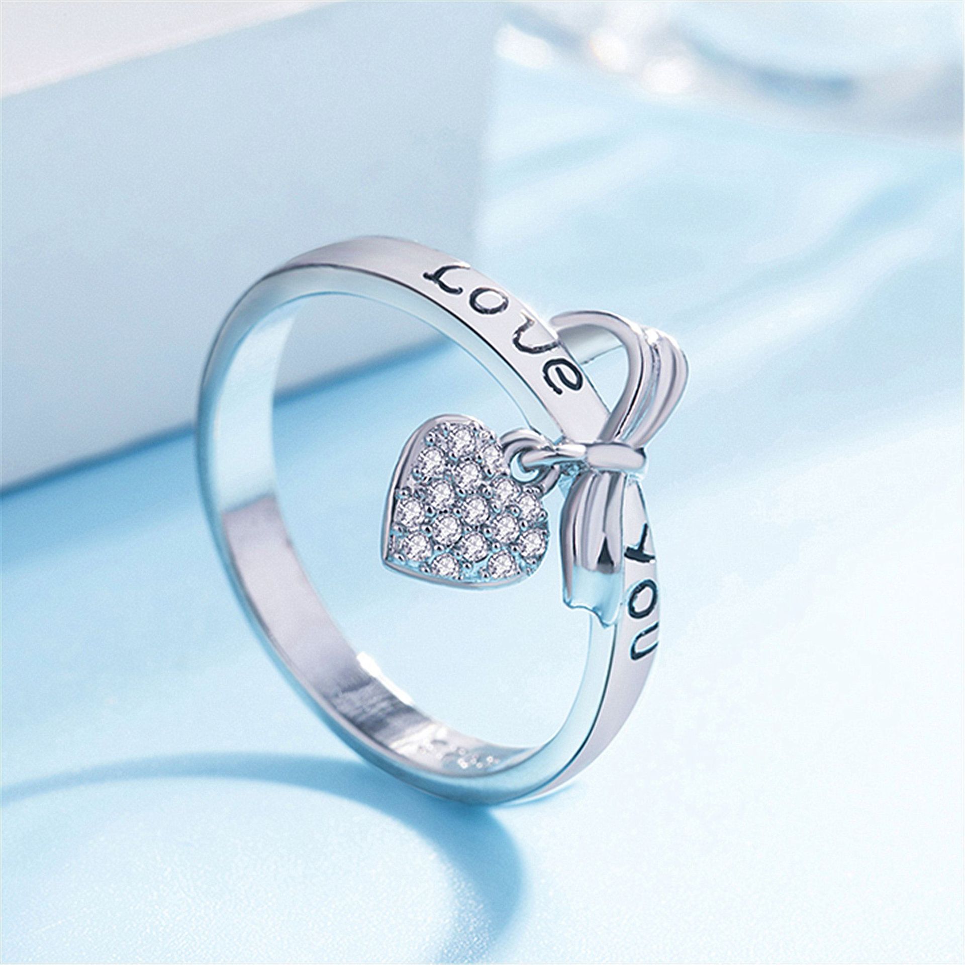 wish热卖爱心戒指 心形戒指 情侣饰品批发爱情情侣饰品 镶锆指环