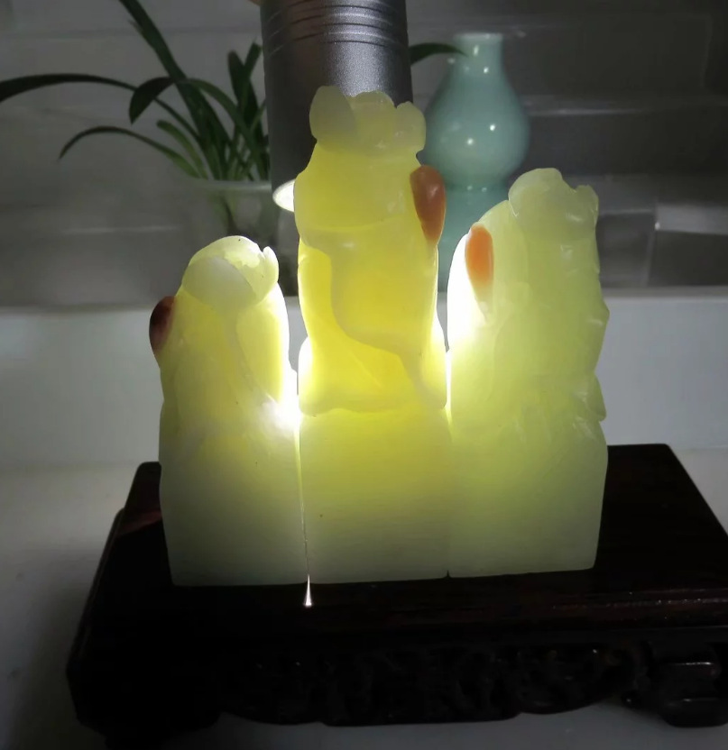一盒云南白芙蓉石灯光冻印章3.5-3-2.5cm方章石料金石篆刻