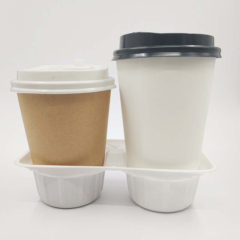 一次性塑料白2346杯托咖啡奶茶饮料托盘果汁外卖防撒四杯托