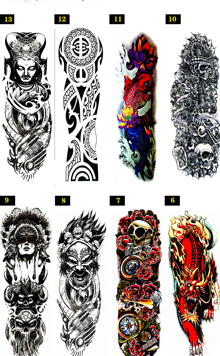 或者把选好的编号整理好,发给客服帮您备注全臂纹身贴尺寸高度48厘米