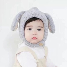 韩版可爱兔耳朵幼婴儿童男女宝宝护耳套头帽子秋冬季保暖潮针织帽