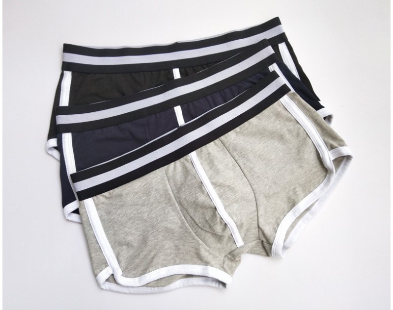 男士内裤棉平角修身透气时尚简约哈啰男内裤个性潮男四角短裤头