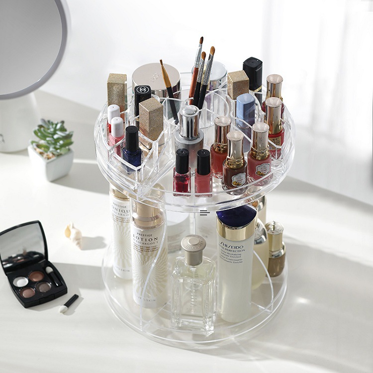 Xiangxingyuan Storage Box Rotary Multifunctional Storage Transparent 360 Rotating Three Layers Cosmetics Storage Rack Storage Box