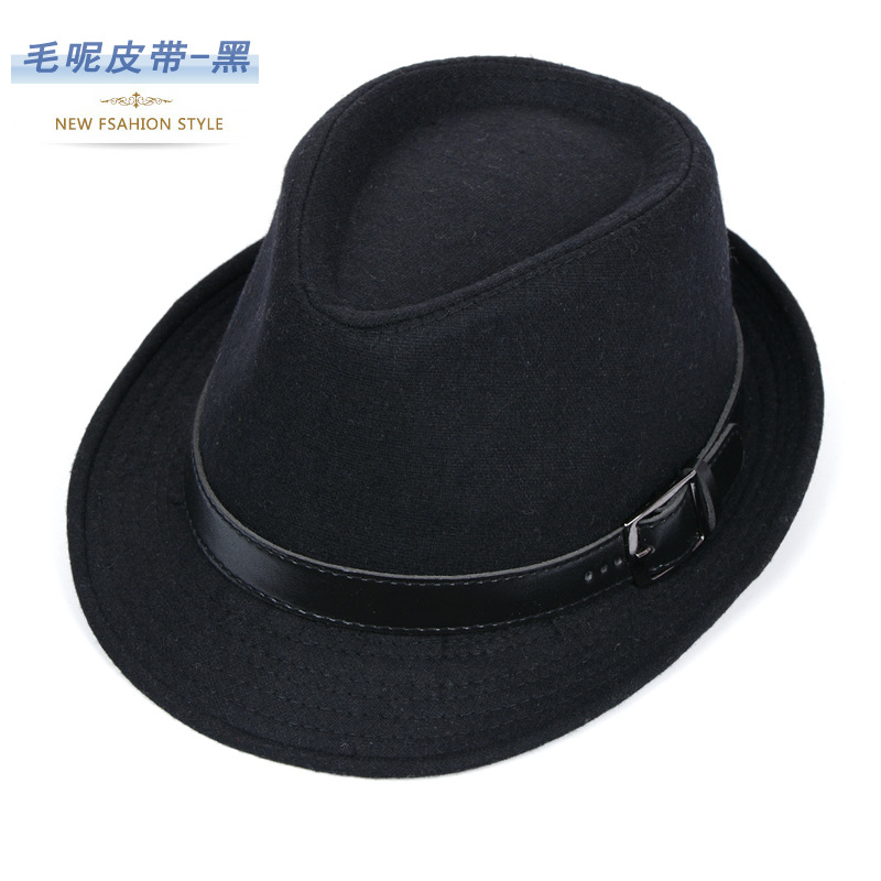 Gentlemen's Hat Autumn Winter Billycock Men's and Women's Stage Sun Hat British Woolen Hat Jazz Imitation Wool Felt Hats