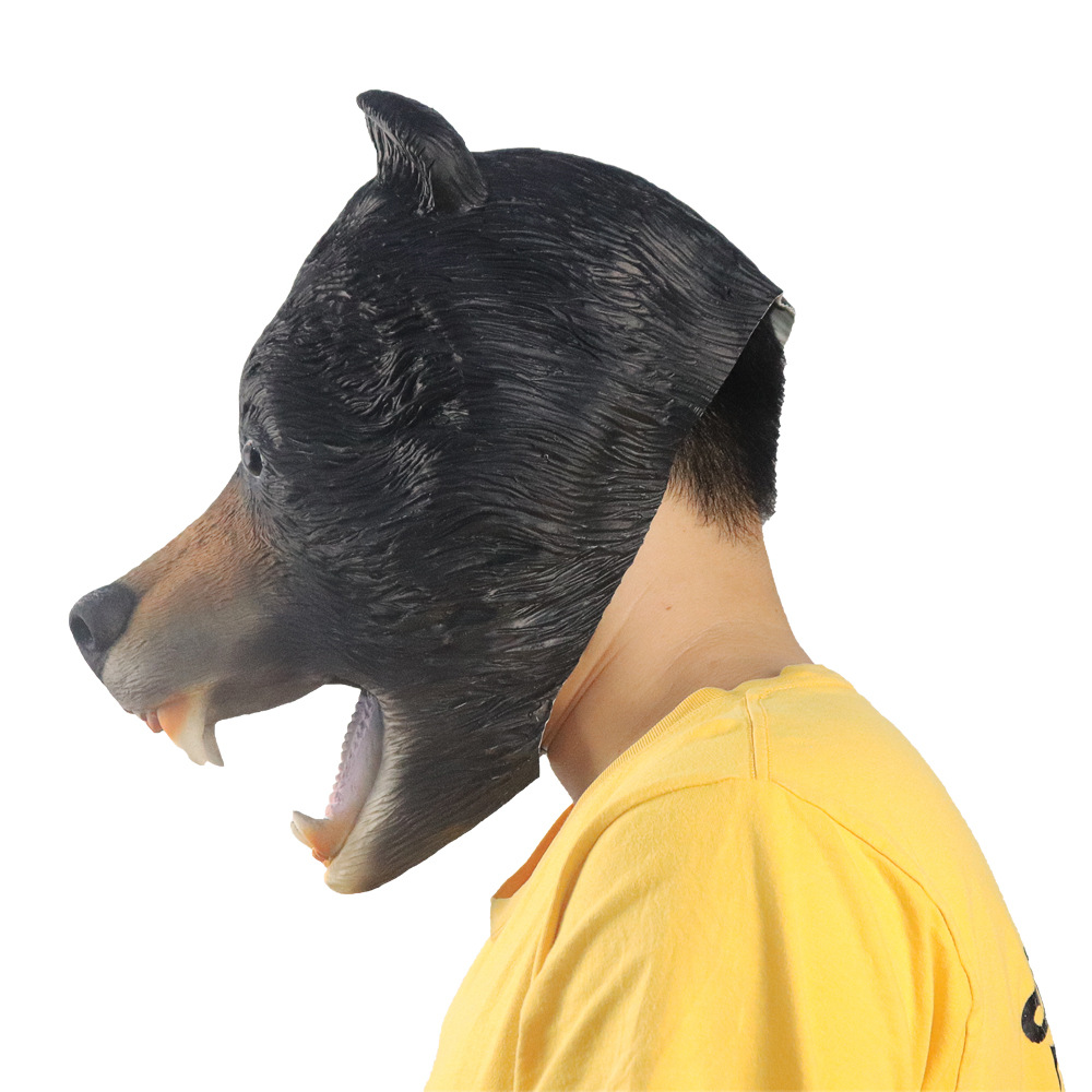 狗熊面具头套可爱北极熊面具黑熊头套 万圣节cosplay动物头套面具