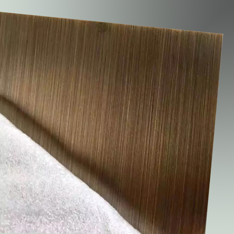 工厂批发304仿古铜不锈钢板拉丝不锈钢镀铜加工酒店装饰钢板定制