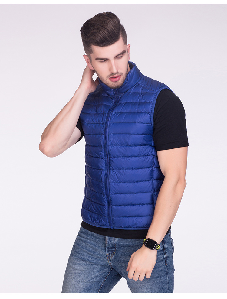 跨境2019秋冬新款轻薄羽绒服男马甲短款背心韩版马夹轻便坎肩