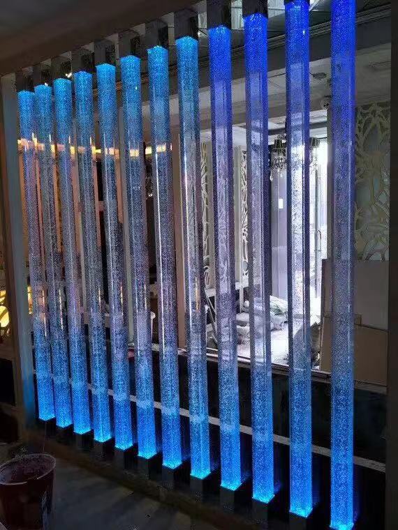 水晶气泡柱精磨3d内雕玻璃柱隔断客厅玄关会所方园型装潢柱可定制