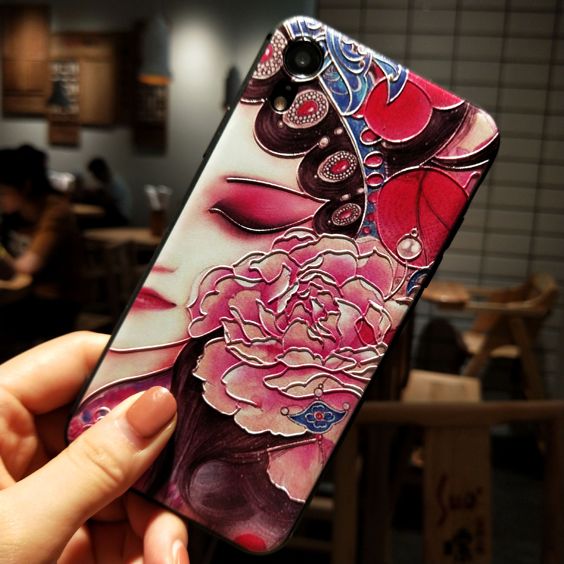 适用xs max中国风磨砂手机壳 热销浮雕hwp20pro定制图案一件代发