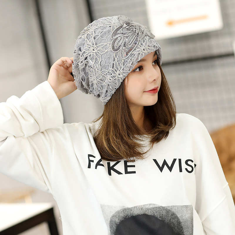 2024 New Hot Selling Lace Three Flowers Cap Cap Sweet Temperament Pullover Hat Embossed Dome Hat