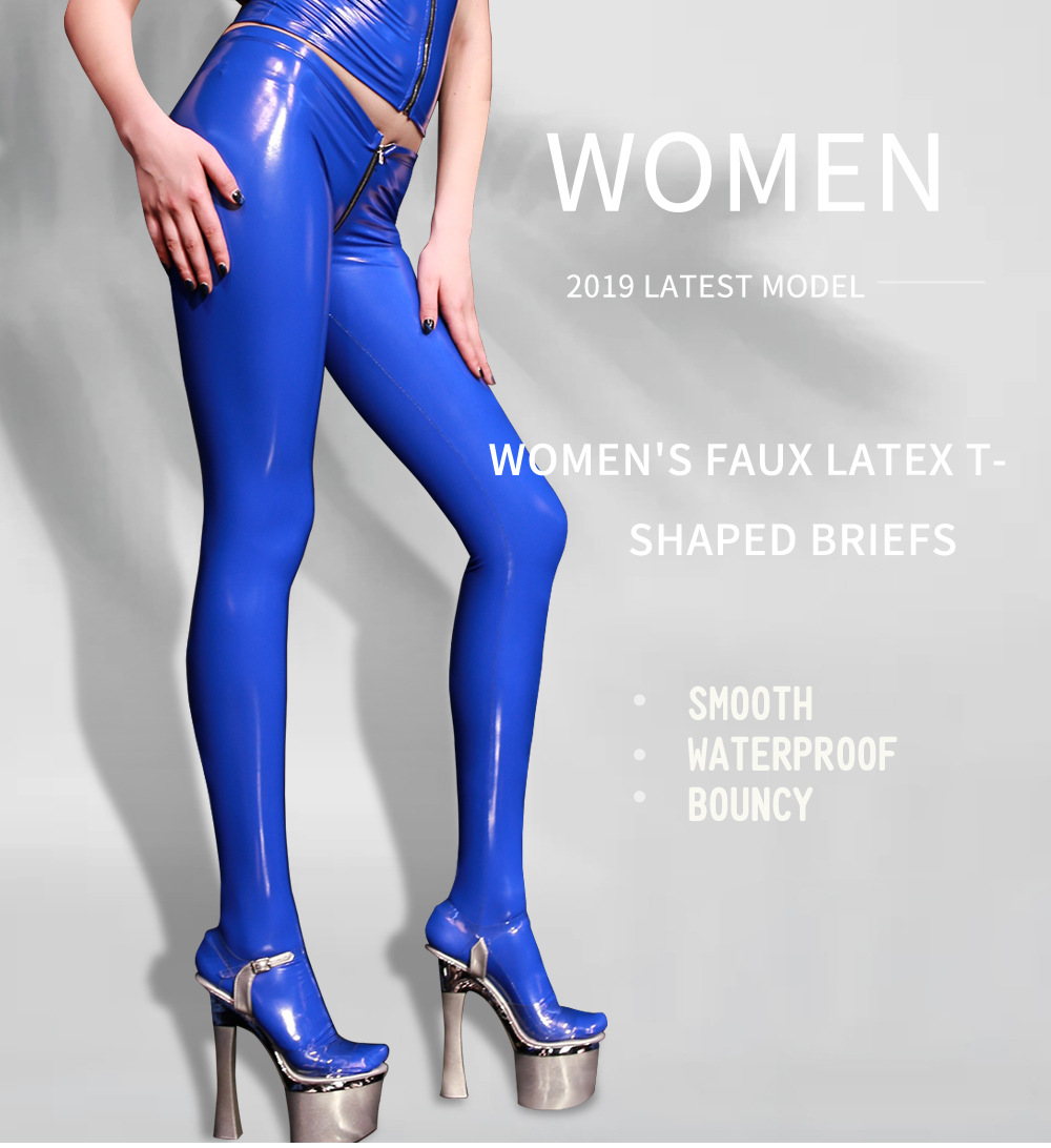 性感乳胶氨亮面膝皮连袜裤gk11拉链裆舞台机车pu皮裤紧身打底裤