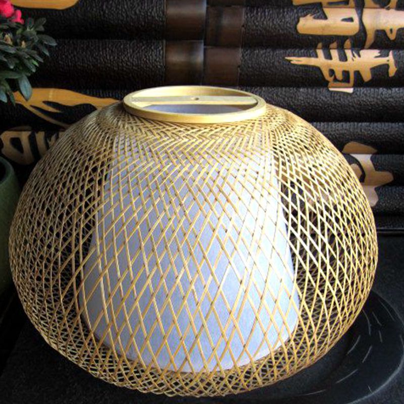 时尚本色罩式竹编灯 竹制灯具 纯手工竹制环保灯笼可定制40*30