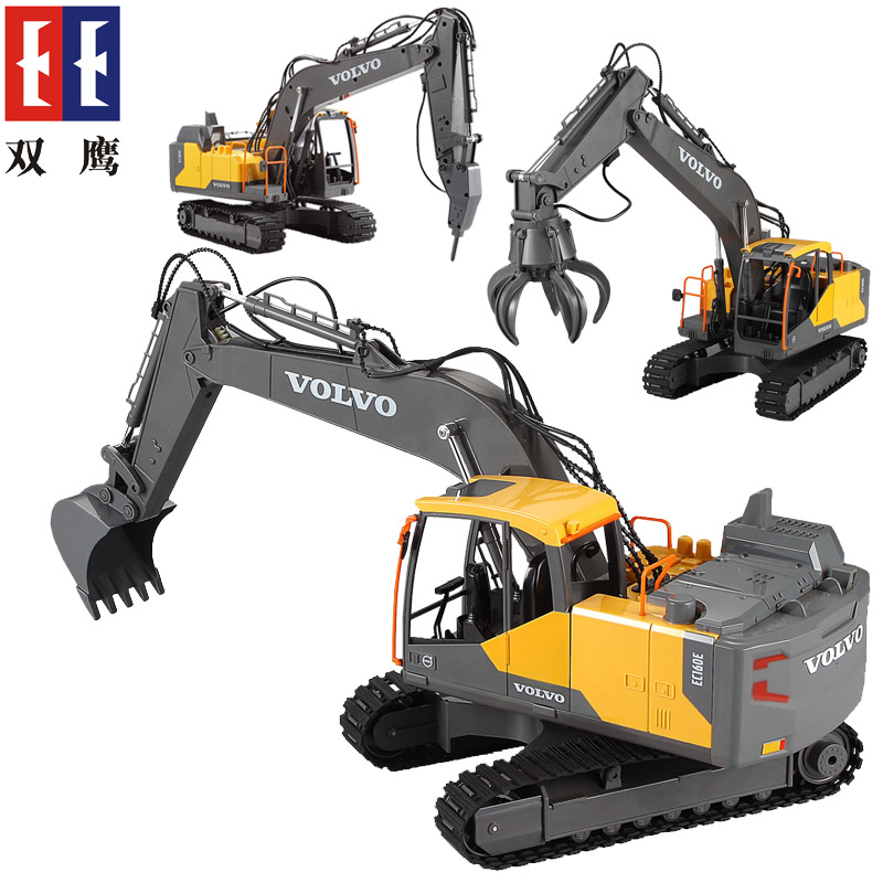 Double E E568 Remote Control Excavator Alloy Volvo Excavator Model Charging Engineering Vehicle Children's Toy Three-in-One