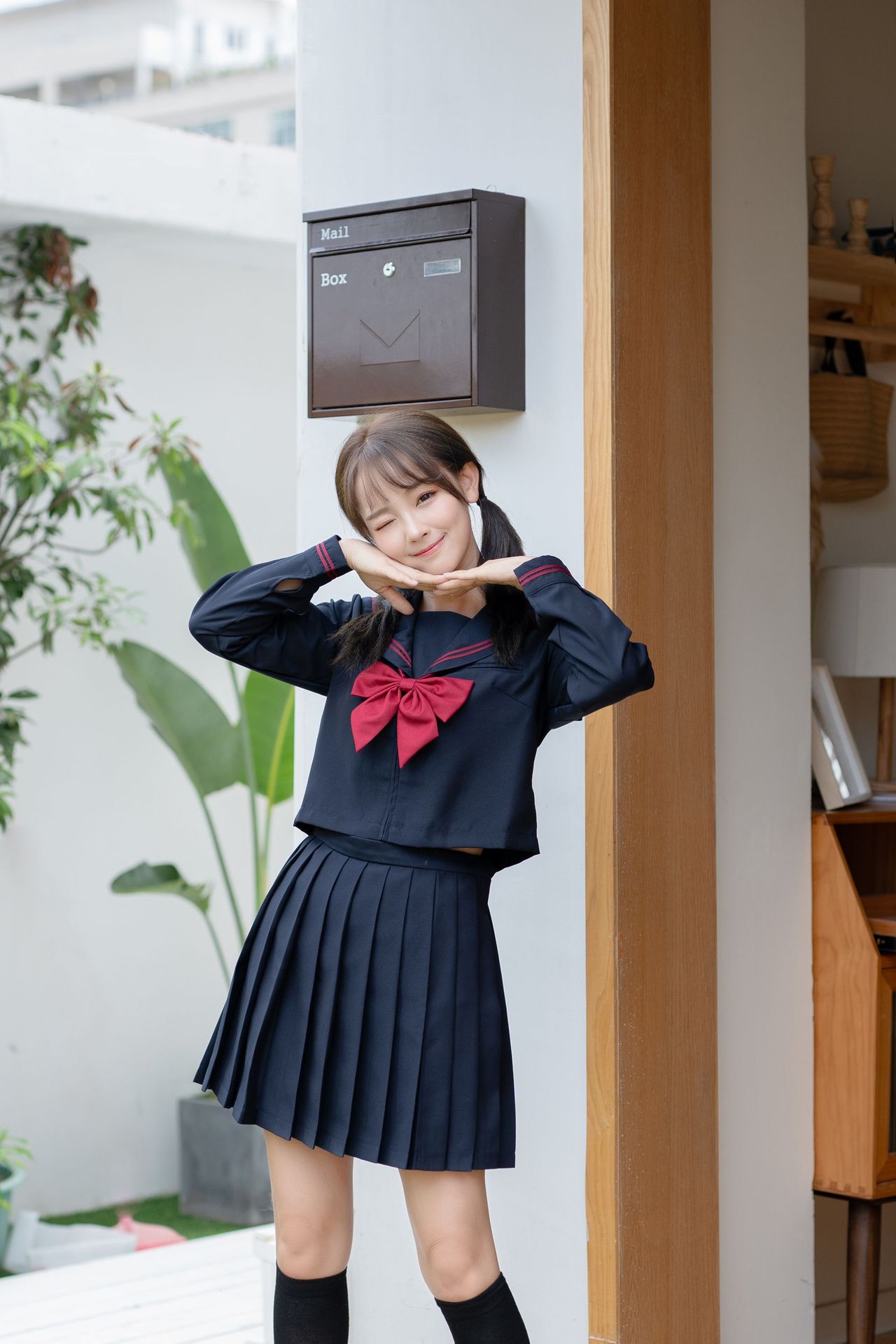 jk制服正统赤二本不良基础款黑色衣身水手服学生校班服中长裙套装