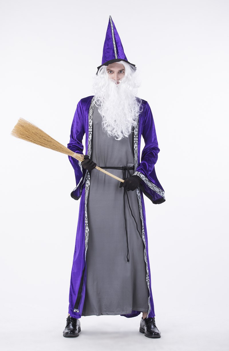 万圣节成人男款老巫师魔术魔法师cos巫师长袍森林精灵阿拉伯服装