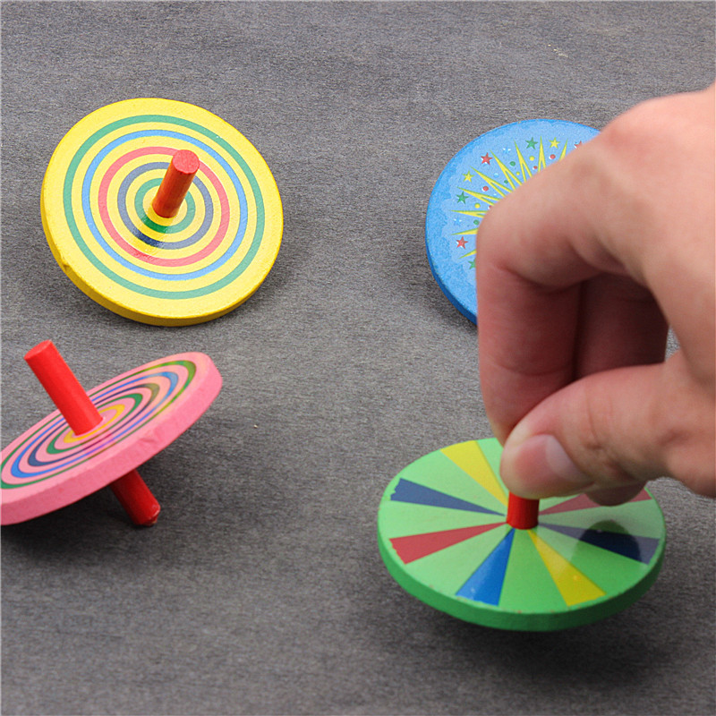 木质彩色陀螺 小手转动小陀螺 传统怀旧儿童木质益智地摊夜市玩具