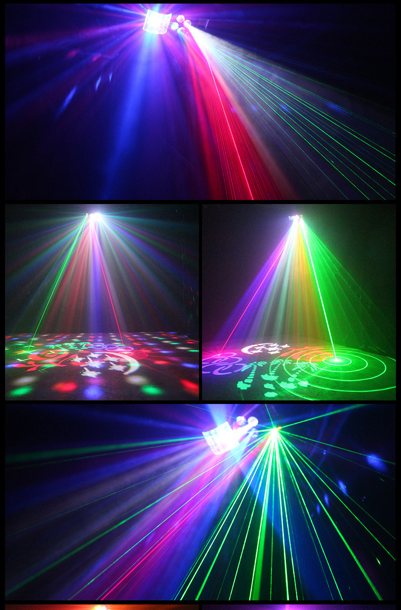 舞台灯光四合一效果灯led蝴蝶灯ktv彩色闪光灯激光酒吧频闪镭射灯