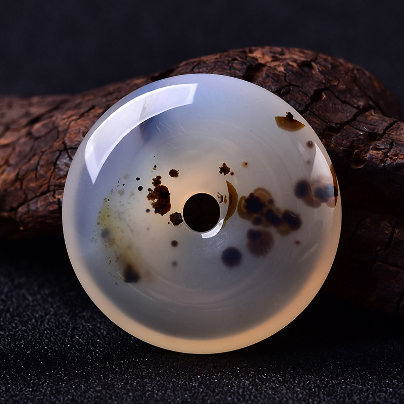 马达加斯加海洋玉髓平安扣水草冰透玛瑙男女款玉石挂件批发