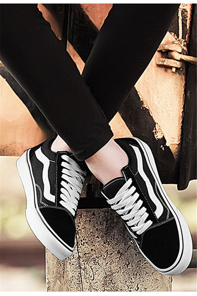 万斯男女鞋学生休闲情侣经典款低帮透气板鞋真标硫化鞋黑色帆布鞋