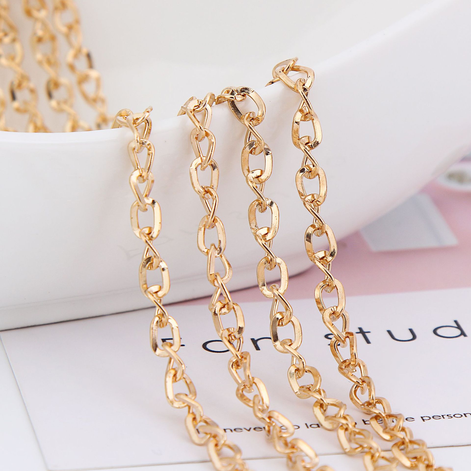 0反纽链 饰品链条配件浅金色毛衣链批发