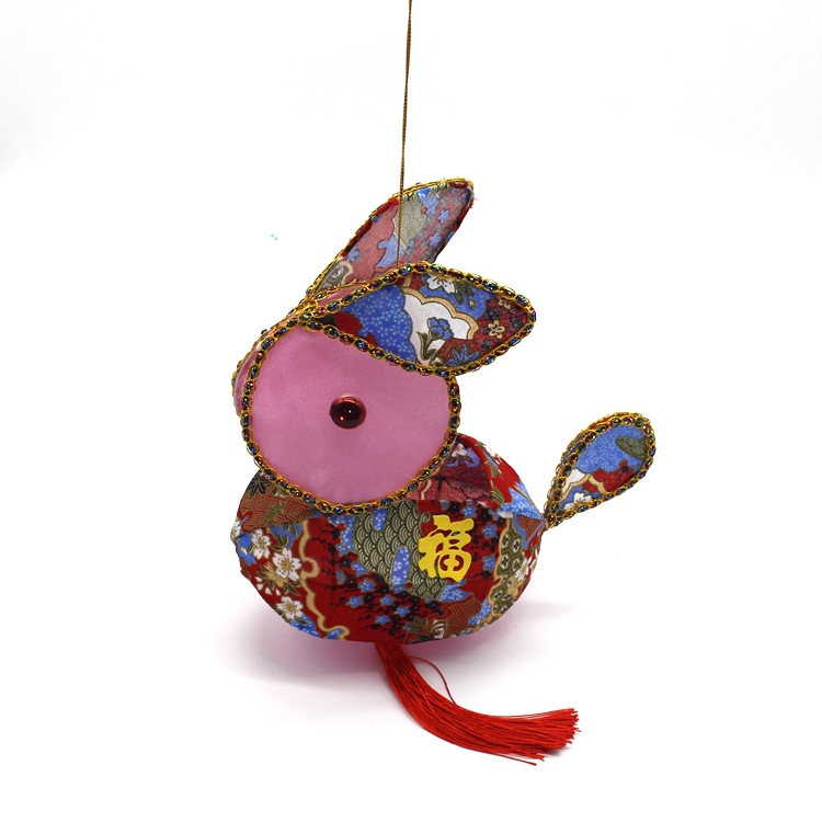 春节元宵手提灯笼 成品复古传统兔子灯中国风手工兔子玩具花灯批