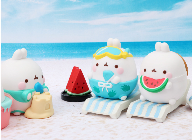 潮玩 韩国正品 molang兔 盲盒 夏日海边扮装 土豆兔 公仔手办摆件