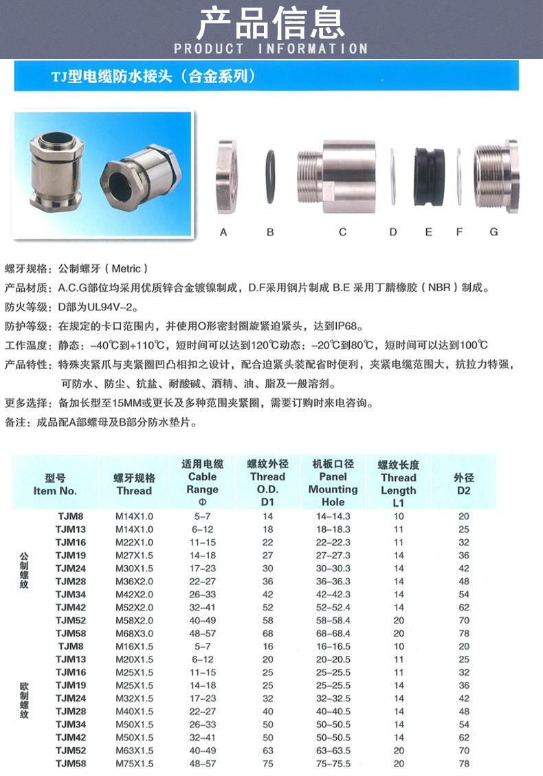 工厂直销 贯通件 填料函 夹紧式填料函 防水防尘黄铜
